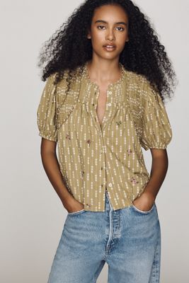 By Anthropologie Kurzärmeliges Crop-Swing-Top