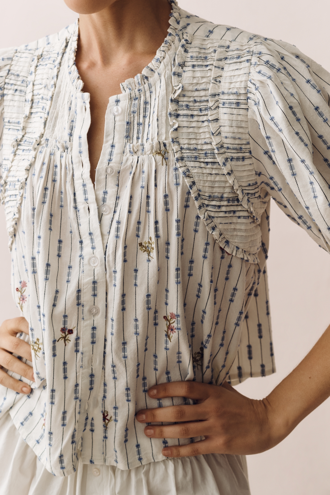 By Anthropologie Short-Sleeve Crop Swing Top