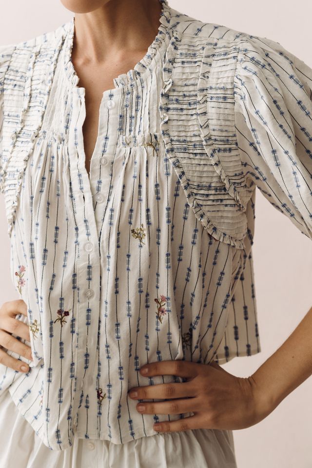 By Anthropologie Cotton Crop Swing Top #1