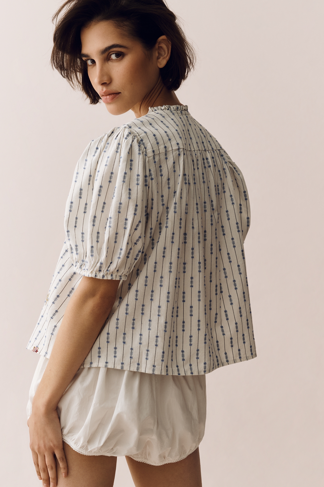 By Anthropologie Short-Sleeve Crop Swing Top