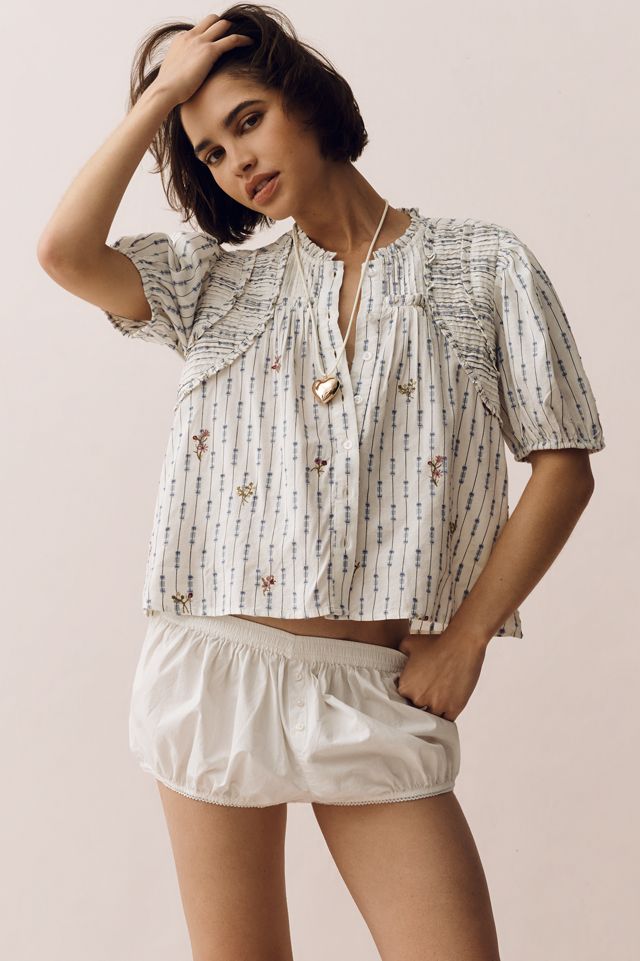 By Anthropologie Cotton Crop Swing Top #4