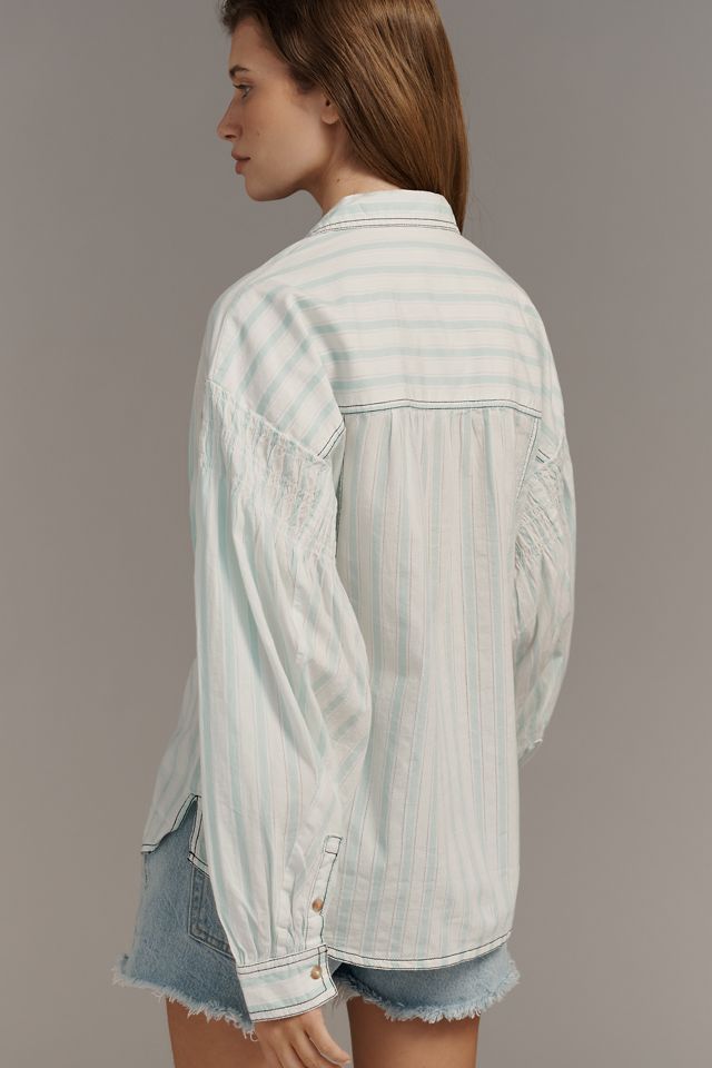 Pilcro Cotton Relaxed Henley Buttondown Shirt #1