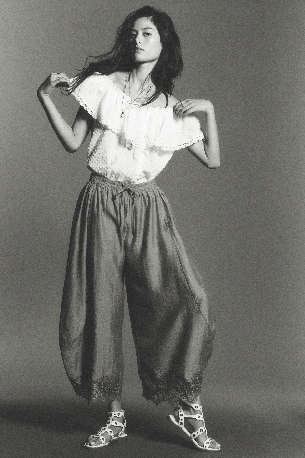 By Anthropologie Short-Sleeve Ruffle Collar Top