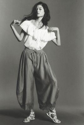 By Anthropologie Short-Sleeve Ruffle Collar Top