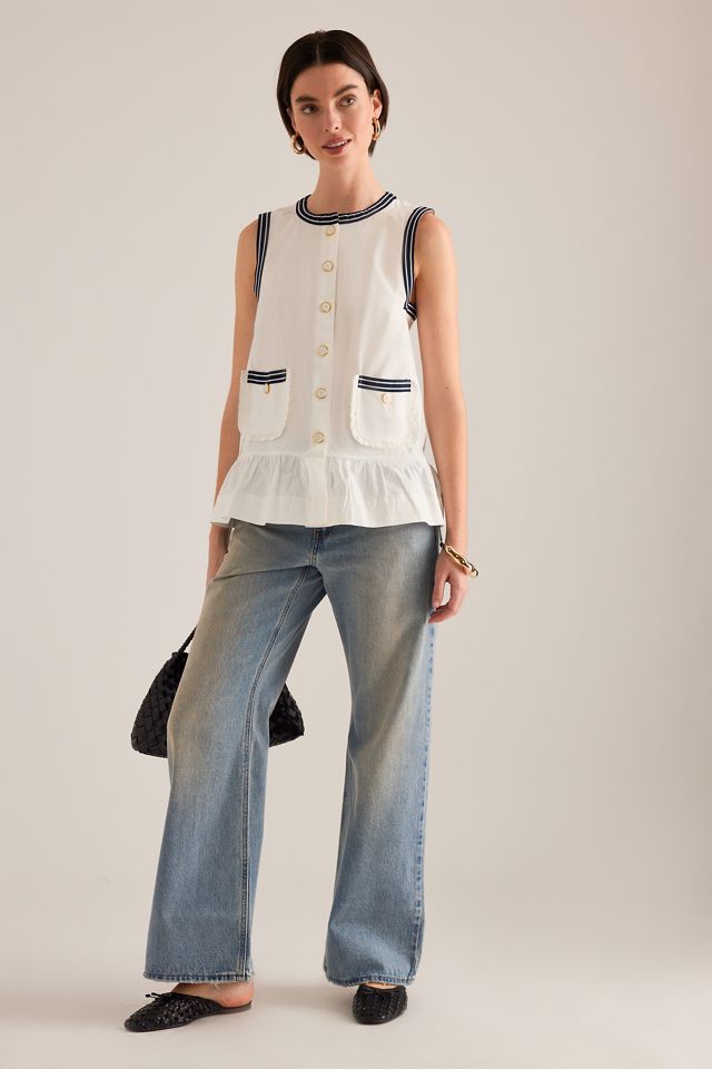 Maeve Button-Front Ruffle Vest #5