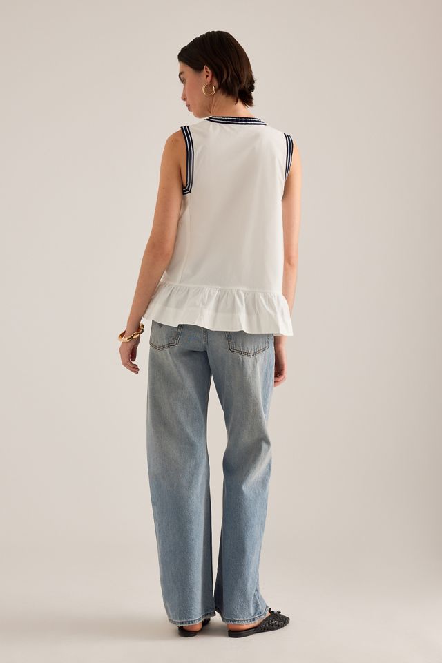 Maeve Button-Front Ruffle Vest #1