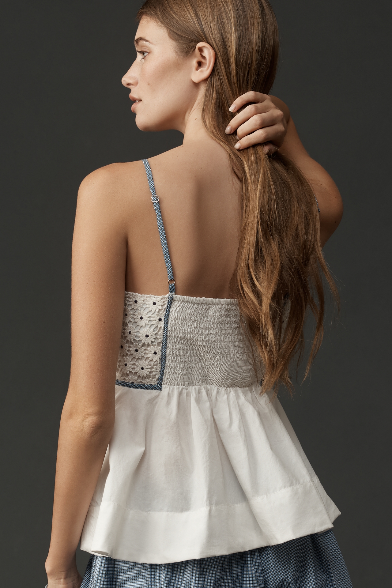Maeve Sleeveless Peplum Eyelet Top