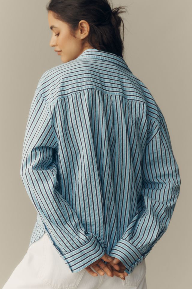 La chemise boutonnée en seersucker Bennet rétrécie par Maeve #4
