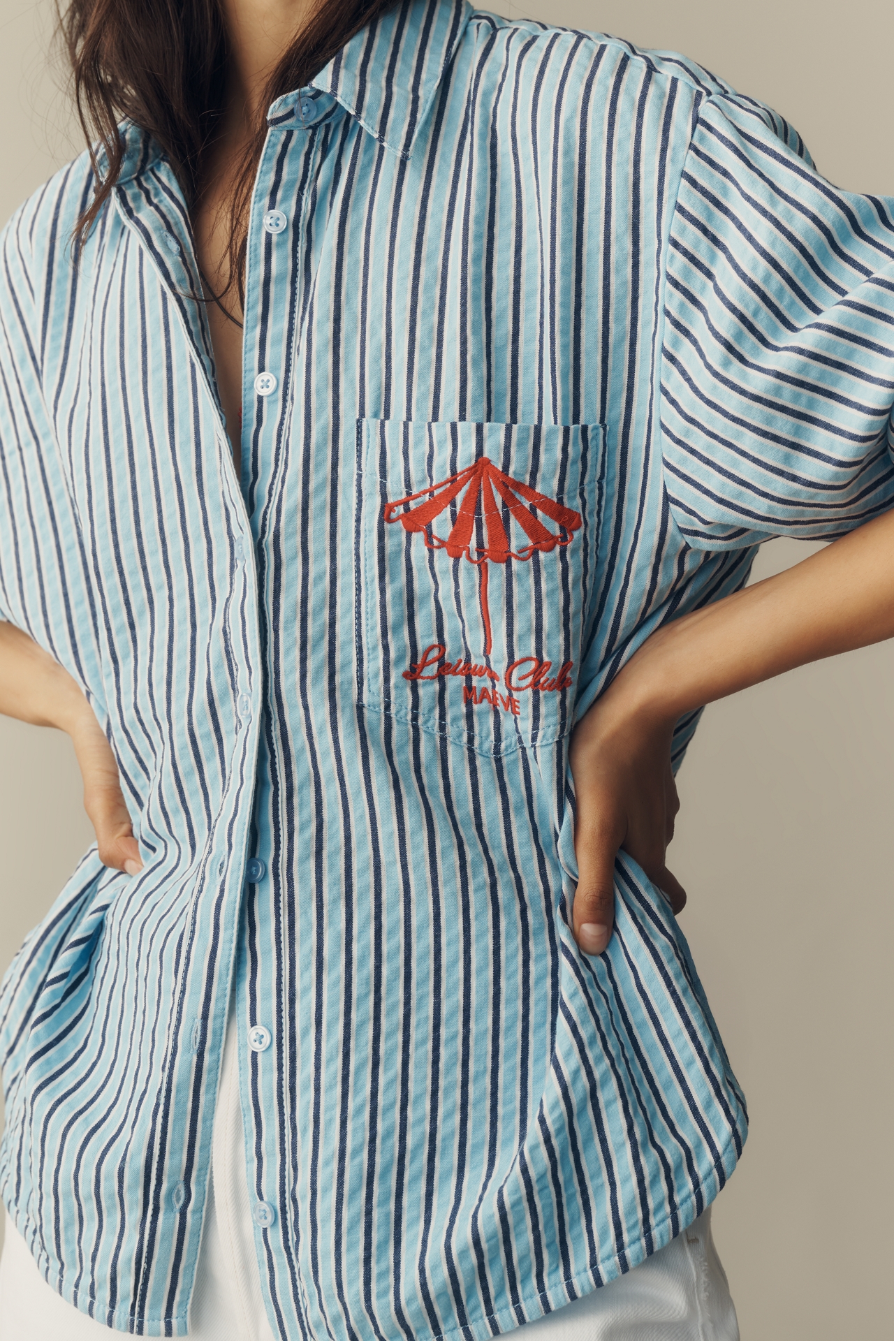 Shrunken Bennet Seersucker Buttondown Shirt by Maeve