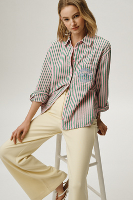 The Shrunken Bennet Seersucker Buttondown Shirt by Maeve