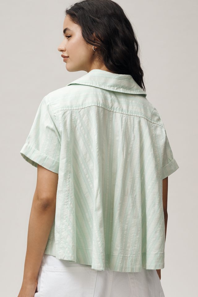 Maeve Short-Sleeve Swing Buttondown Top #2