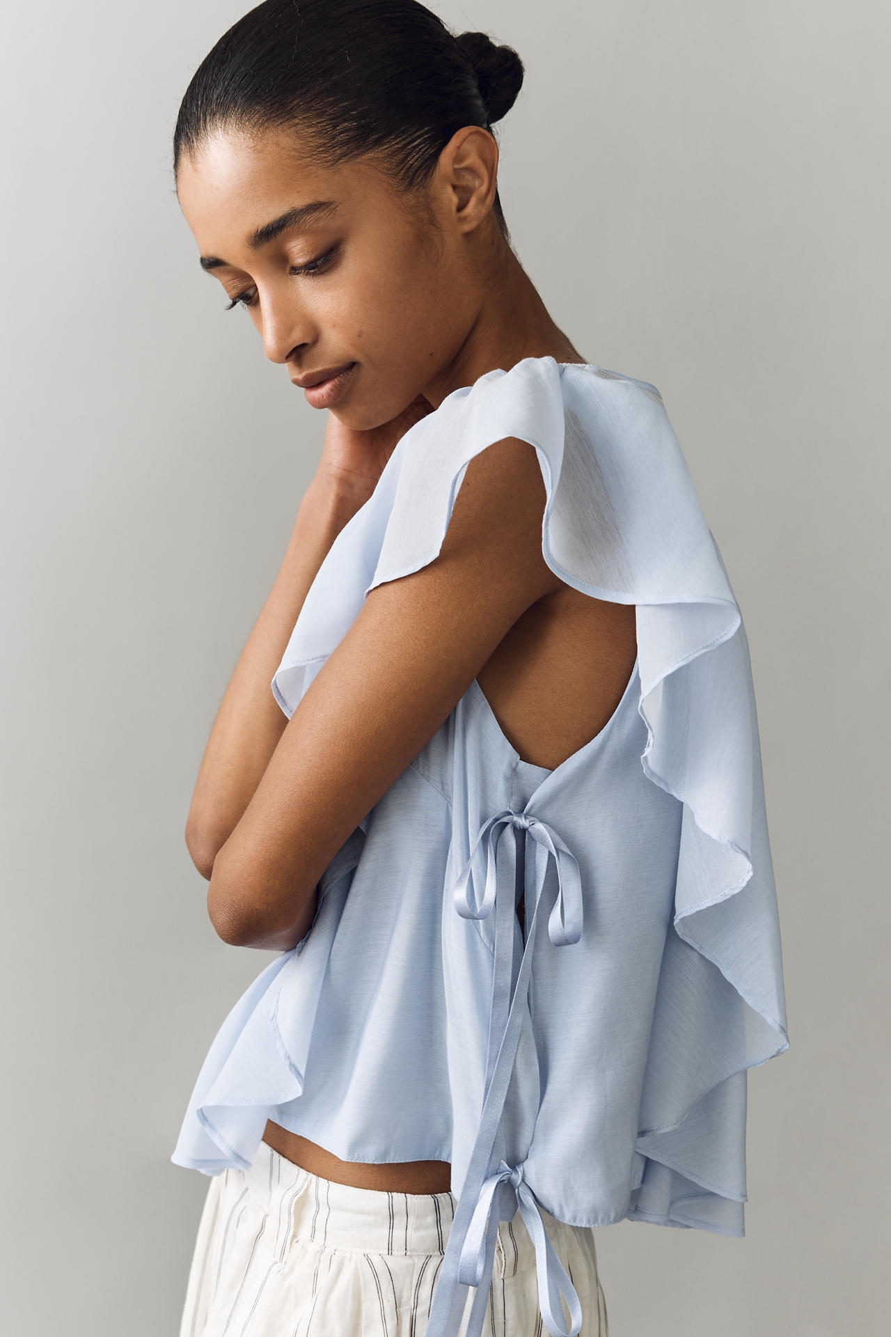 By Anthropologie Sheer Ruffle Top