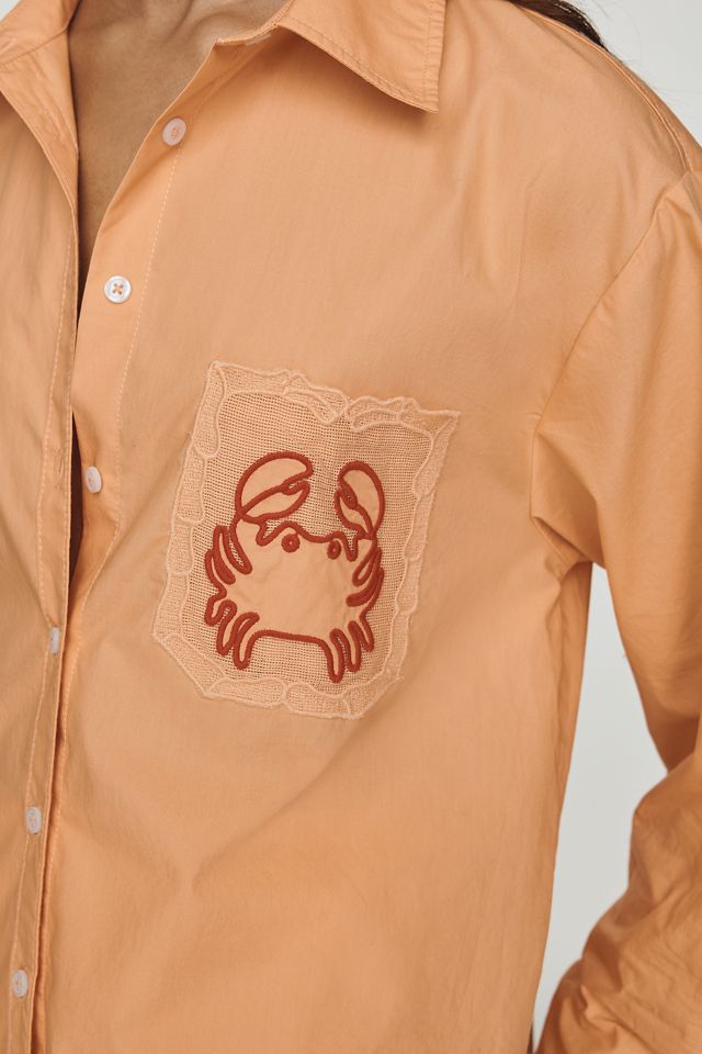 Camisa de Botones Bennet Encogida con Diseño Novedoso de Maeve #3