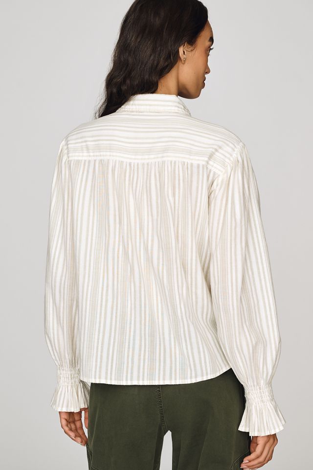 By Anthropologie 100% Cotton Ruffle Buttondown Shirt #2