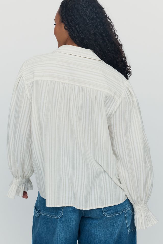 By Anthropologie 100% Cotton Ruffle Buttondown Shirt #8