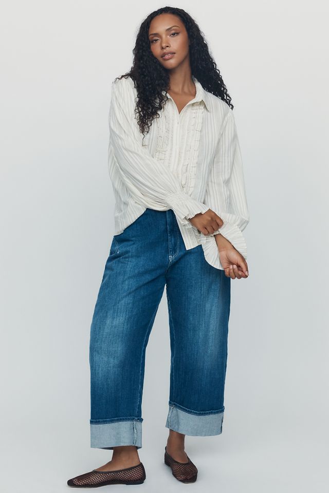 By Anthropologie 100% Cotton Ruffle Buttondown Shirt #5