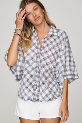 Pilcro 100% Cotton Cape-Sleeve Blouse
