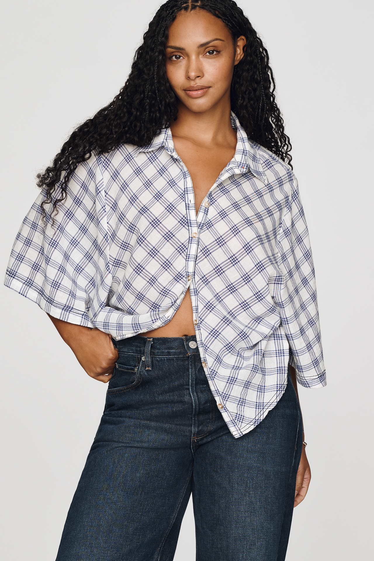 Pilcro 100% Cotton Cape-Sleeve Blouse