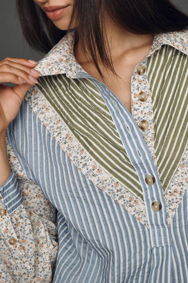 Pilcro Cotton Mixed Stripe Buttondown Shirt #4
