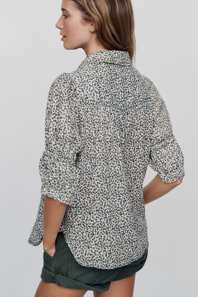 Pilcro Tallulah 100% Cotton Double Puff Sleeve Blouse #1