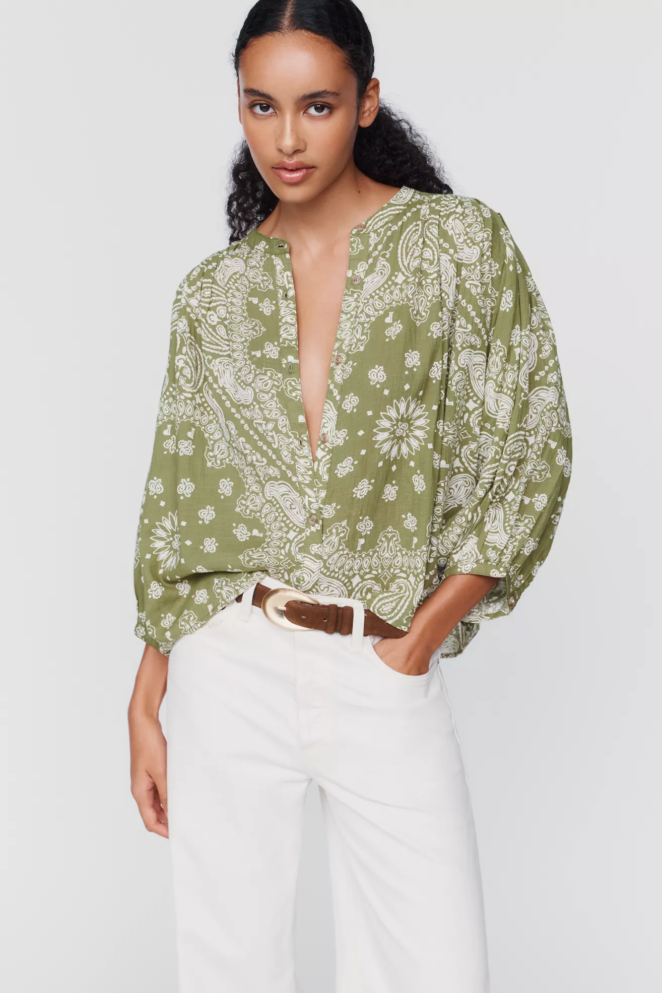 Pilcro Sidney 100% Cotton Batwing Blouse
