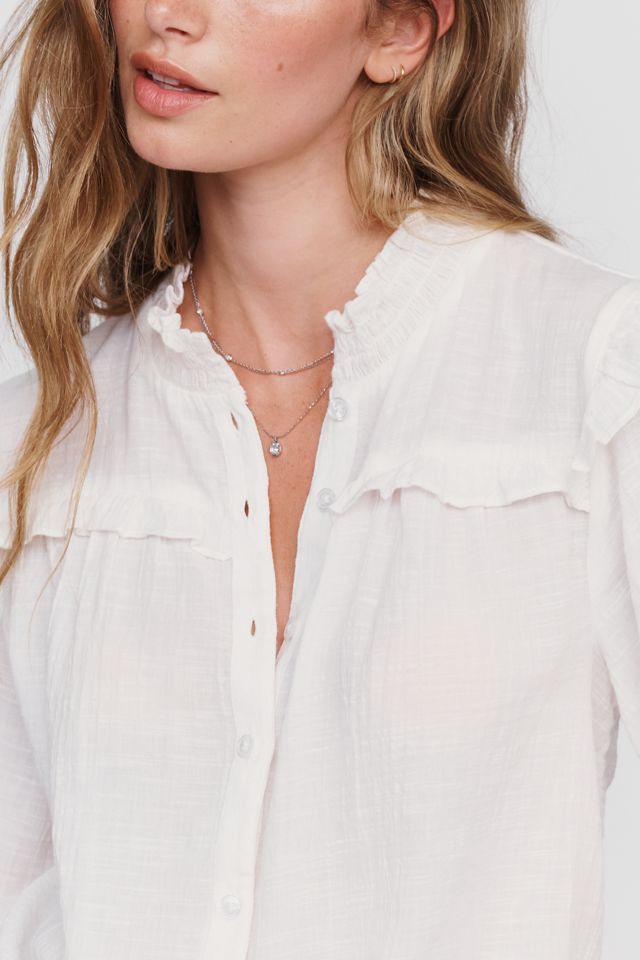 By Anthropologie 100% Cotton Ruffled Blouse #3
