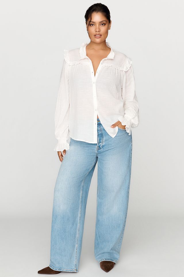 By Anthropologie 100% Cotton Ruffled Blouse #5