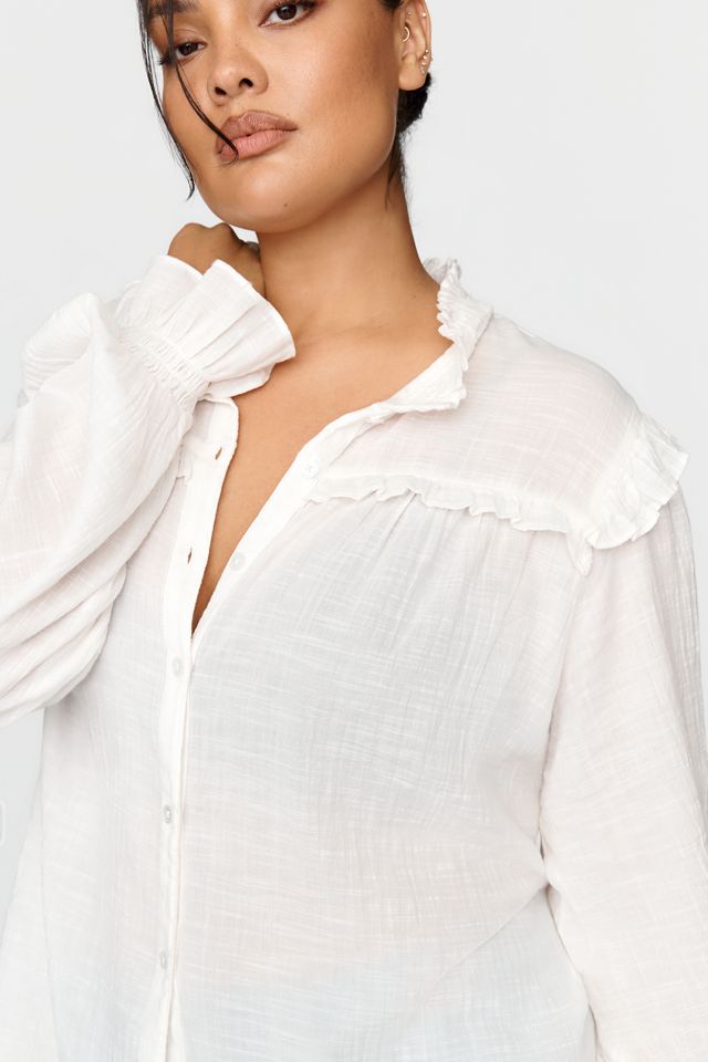 By Anthropologie 100% Cotton Ruffled Blouse #6