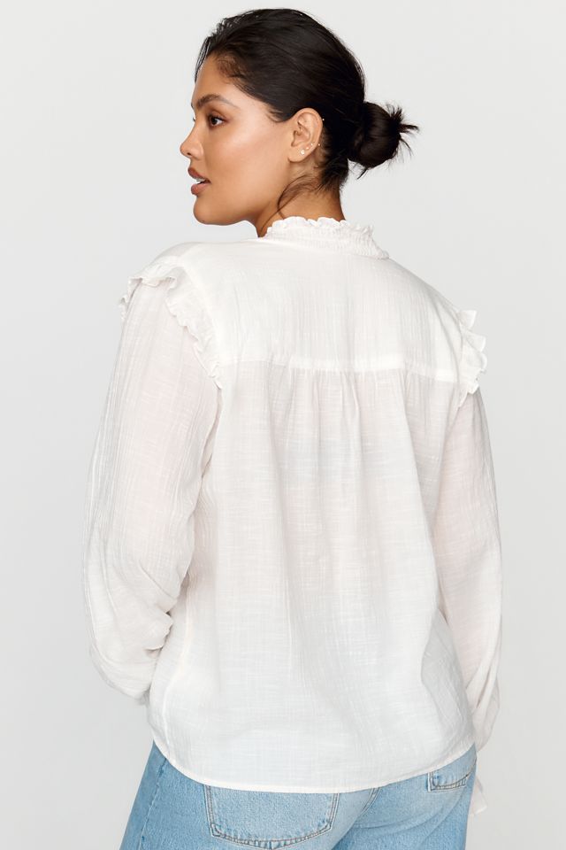 By Anthropologie 100% Cotton Ruffled Blouse #7