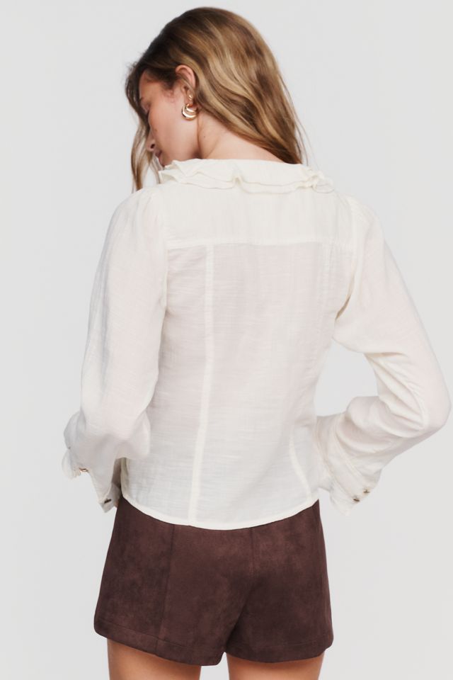 Pilcro 100% Cotton Ruffle Tux Blouse #3