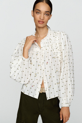 By Anthropologie 100% Cotton Swing V-Neck Blouse by Anthropologie