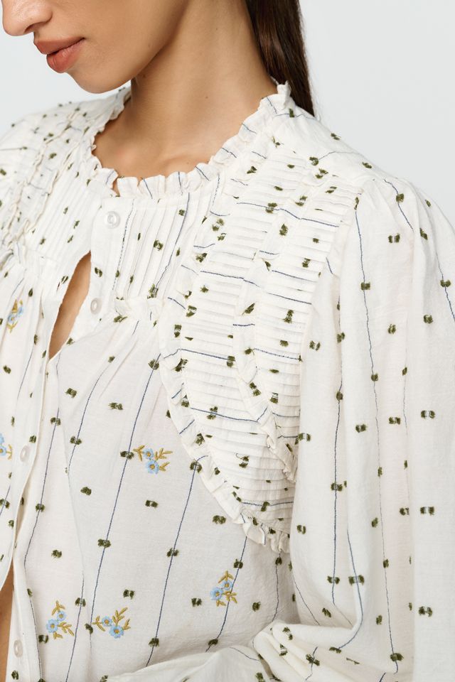 By Anthropologie 100% Cotton Swing V-Neck Blouse #2