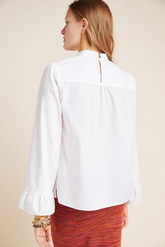 Maeve Aja Poplin Mock Neck Blouse #1
