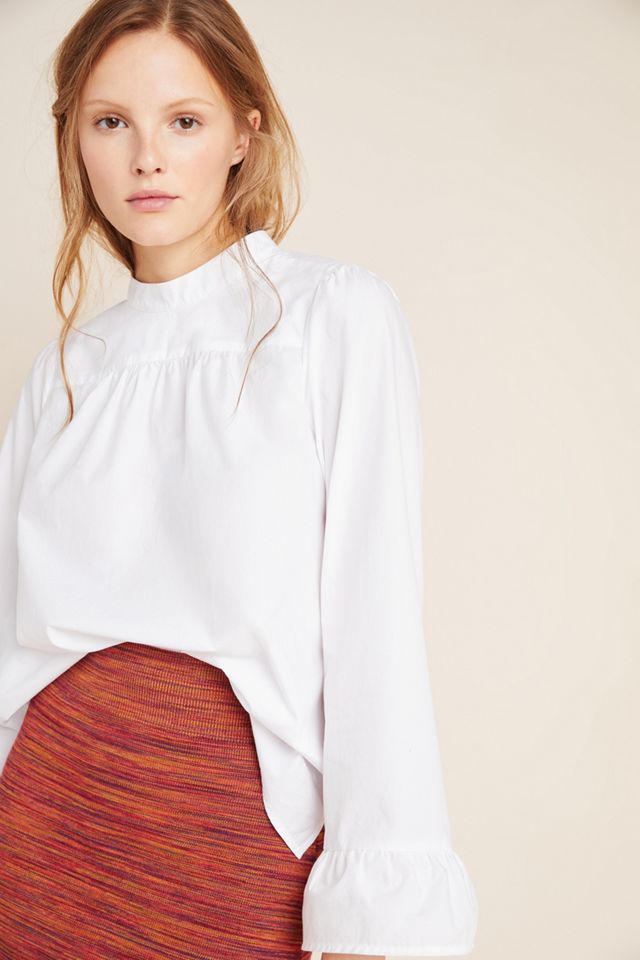 Maeve Aja Poplin Mock Neck Blouse #2