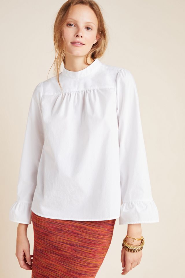 Maeve Aja Poplin Mock Neck Blouse #3