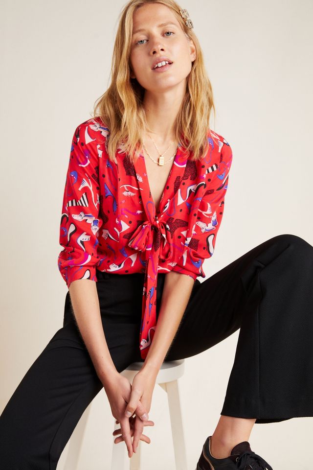 By Anthropologie Tie Blouse
