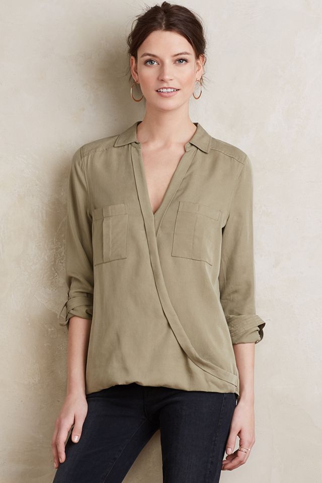 High-Low Surplice Blouse