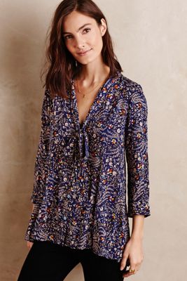 Tie-Neck Swing Blouse