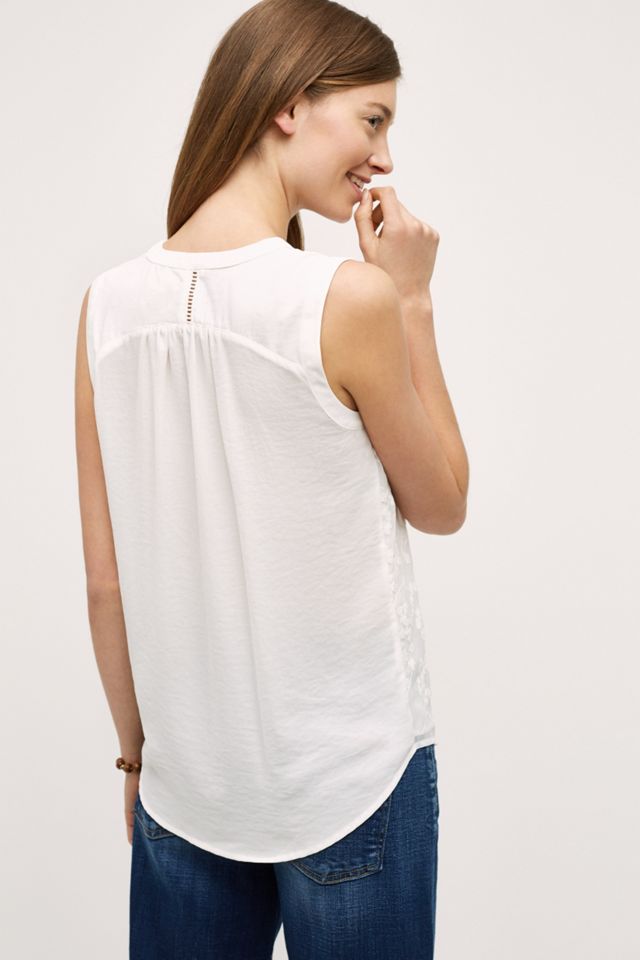 Embroidered Lace-Up Tank #1