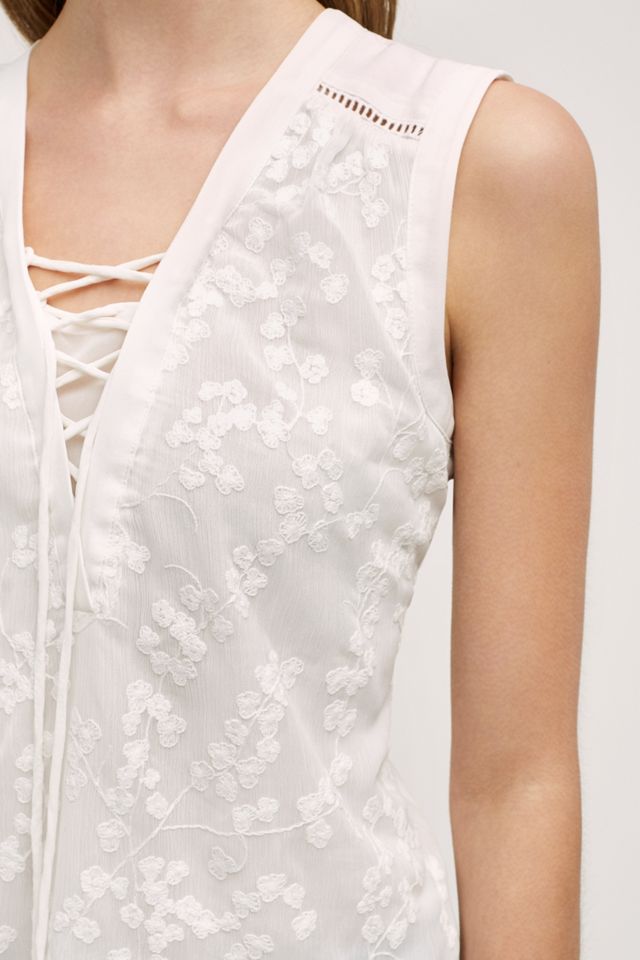 Embroidered Lace-Up Tank #3