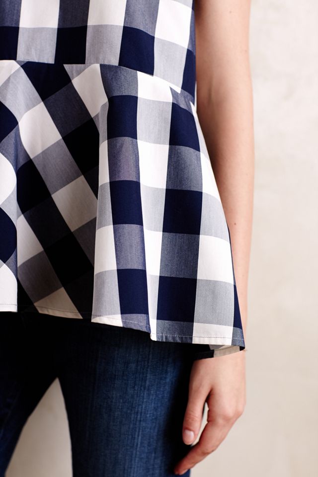 Checked Poplin Peplum Top #3