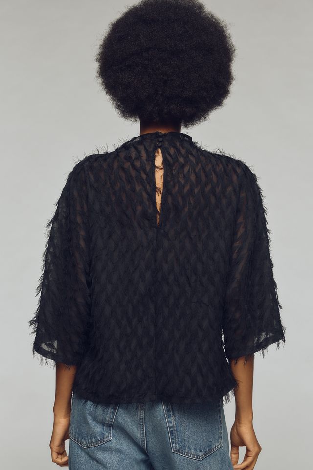 By Anthropologie Mock-Neck Tassel Top #1