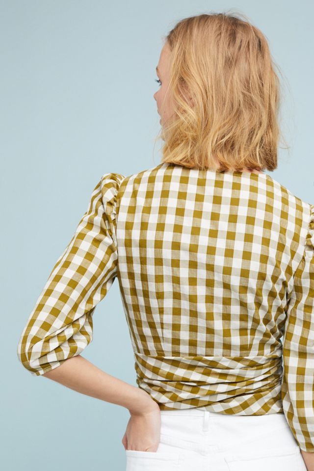 WHIT Gingham Wrapped Blouse #1