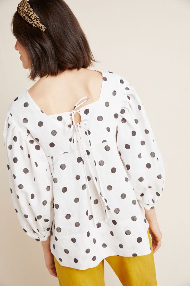 WHIT Polka Dot Linen Blouse #1