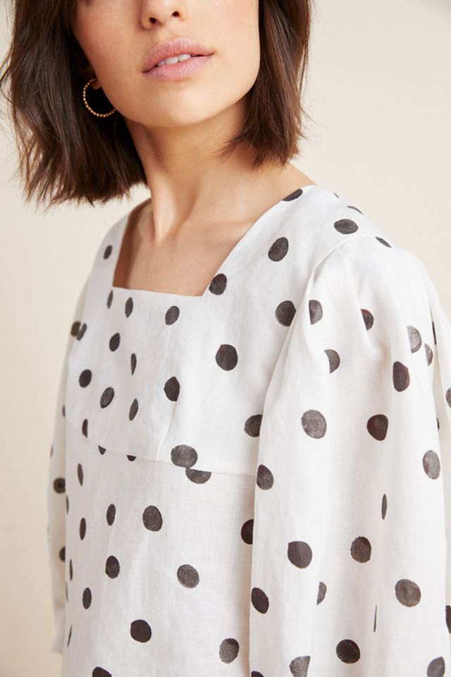 WHIT Polka Dot Linen Blouse #2