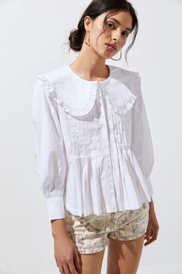 WHIT TWO Pleated Ruffle Buttondown | Anthropologie