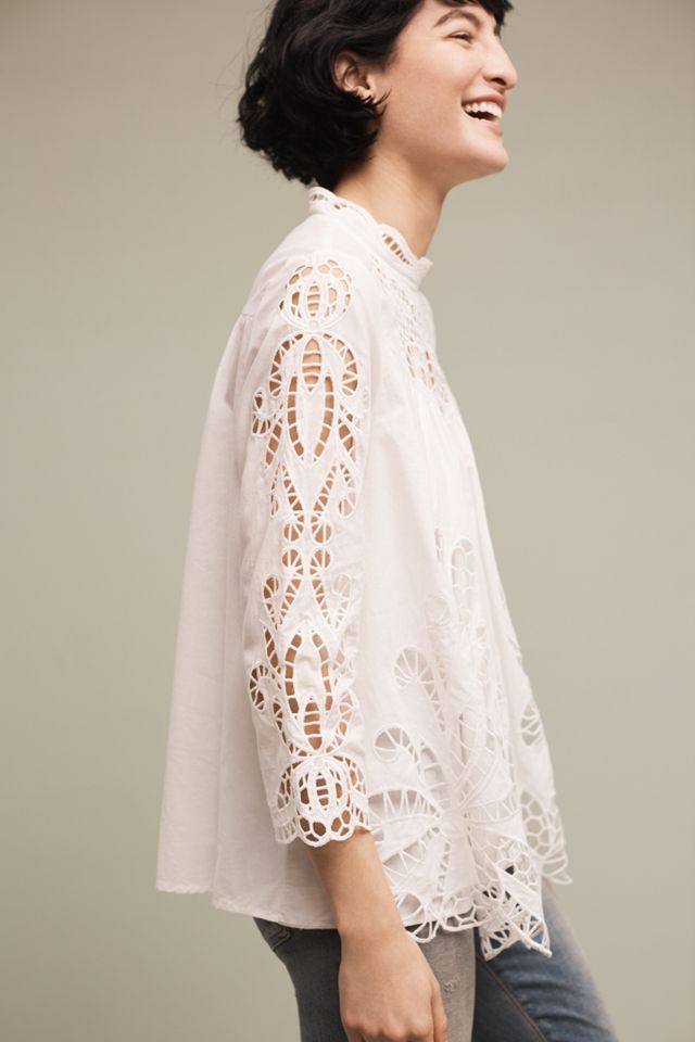 Laced High-Neck Blouse #1