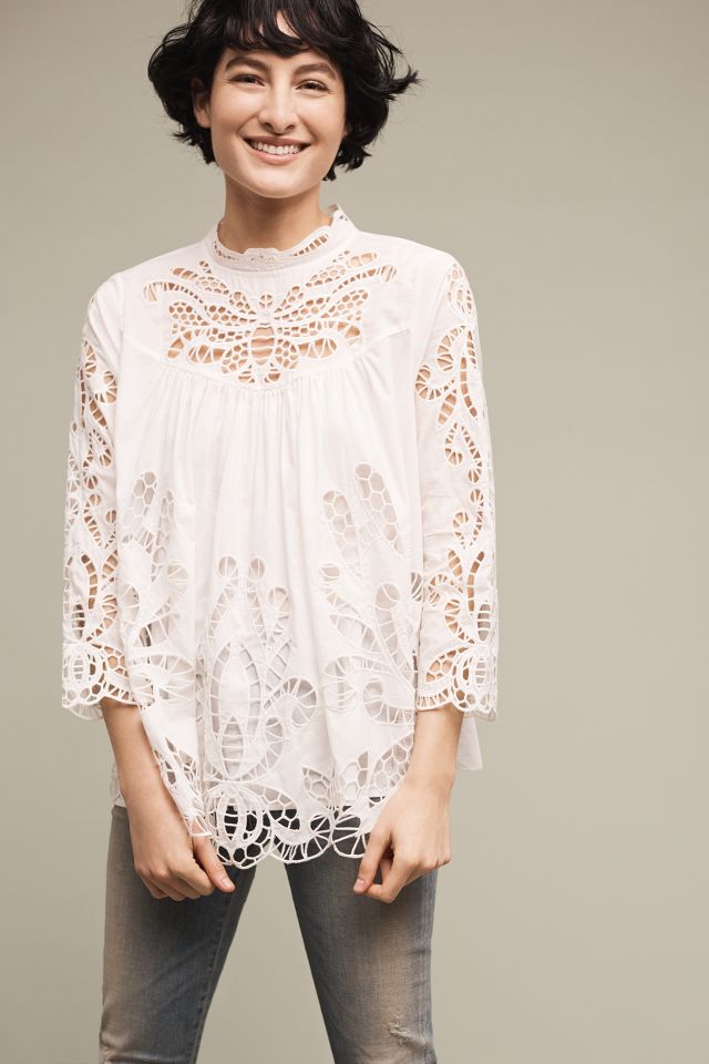 Laced High-Neck Blouse | Anthropologie