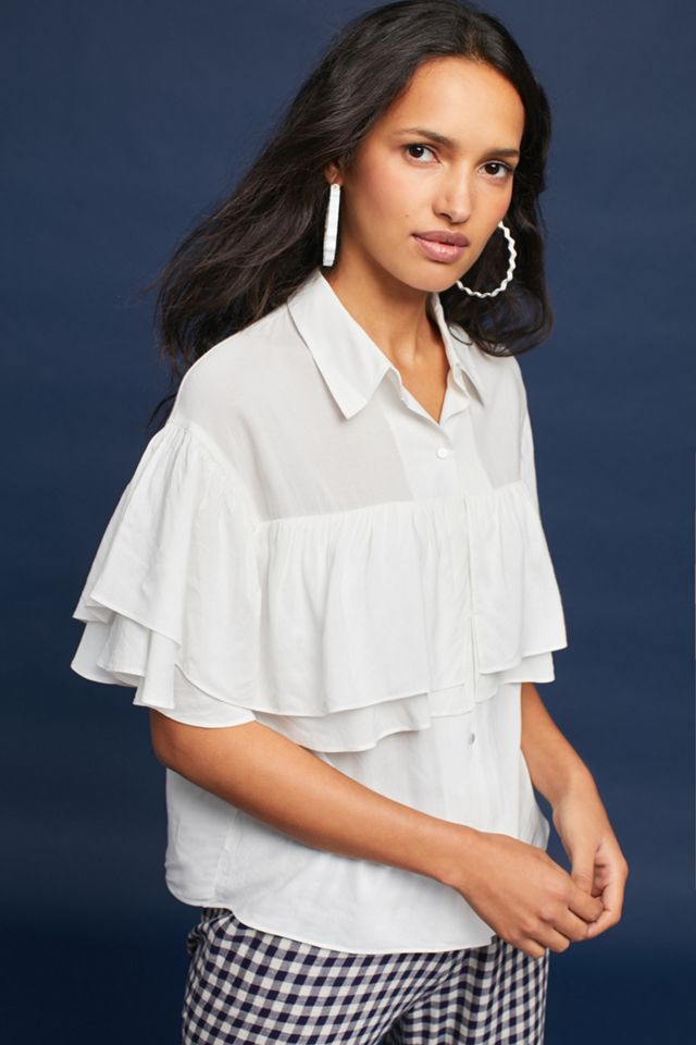 Francis Ruffled Buttondown, White #3