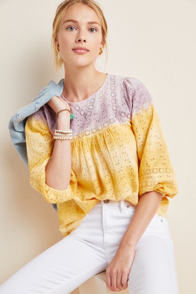 Daybreak Eyelet Peasant Blouse